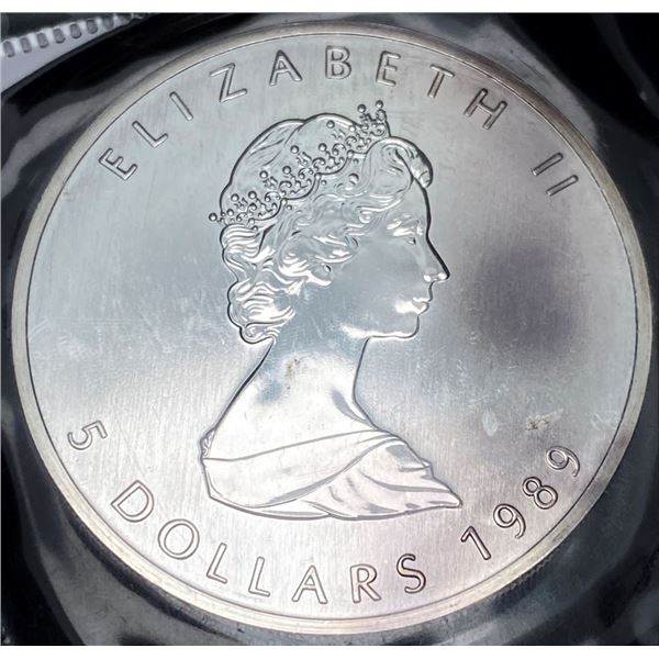 1989 Canada $5 Maple Leaf .999 Silver 1 ozt