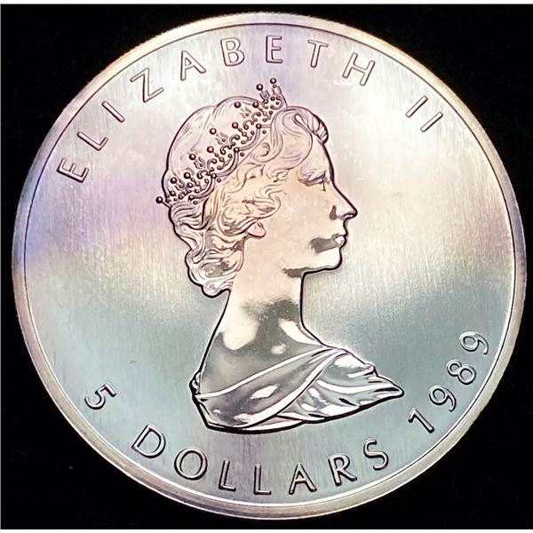 1989 Toned Canada $5 Maple Leaf .999 Silver 1 ozt