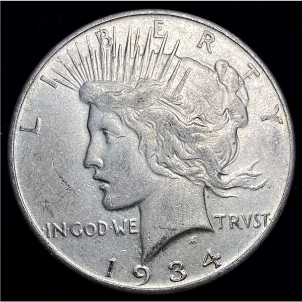 Better Date 1934-D Peace Silver Dollar AU55
