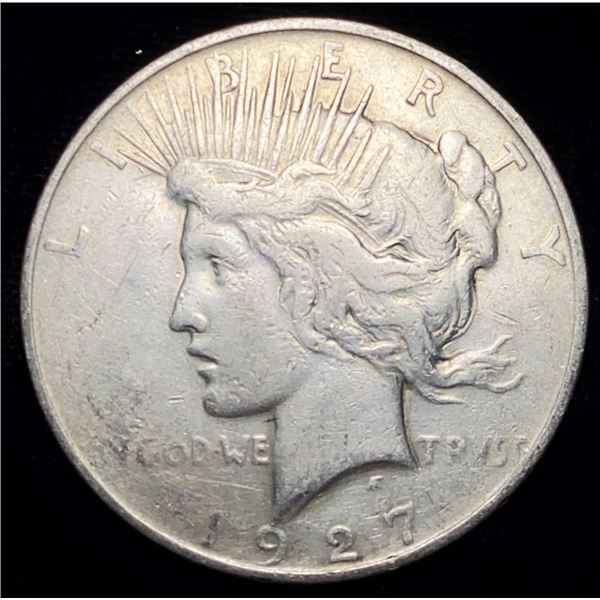 Better Date 1927-D Peace Silver Dollar Fine