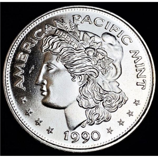 1990 Proof Morgan Design 1 ozt .999 Silver Trade Unit