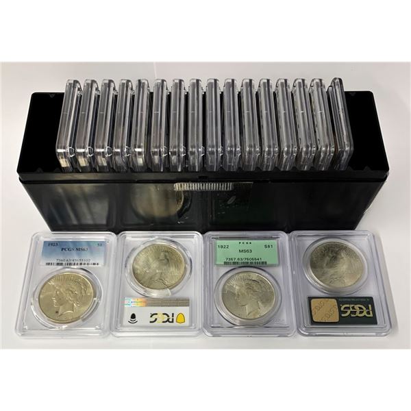 (20) Mixed Date Peace Silver Dollars PCGS MS63