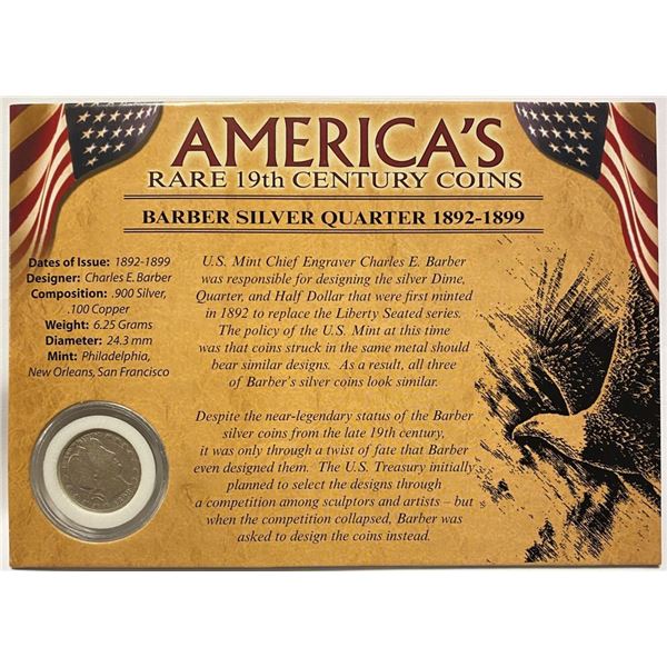 1898 Barber 90% Silver Quarter Dollar Rare 19th Century