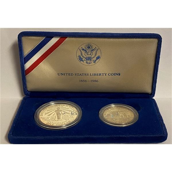 U.S. Liberty 1886-1986 Proof Silver Set (2-coins)