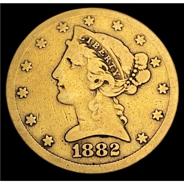Last Min! 1882-S $5 Gold Liberty Head VF/XF