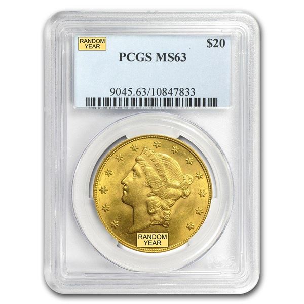 (10) $20 Liberty Head Gold PCGS MS63