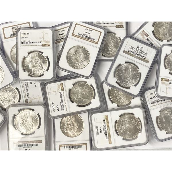 (100) Mixed Date & MM NGC MS65 Morgan Silver Dollars