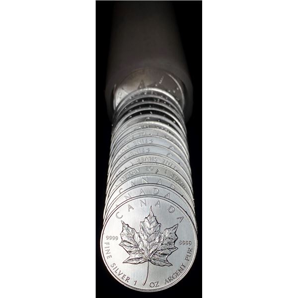 Roll (25) 2008 Olympic .9999 Silver Maple Leaf 1 ozt