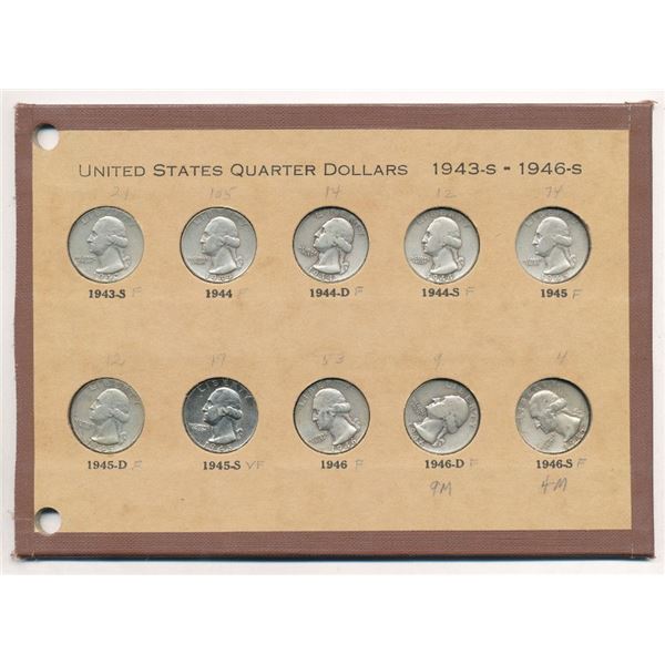 U.S. Washington Quarter Set (10-coins) 1943-S-1946-S