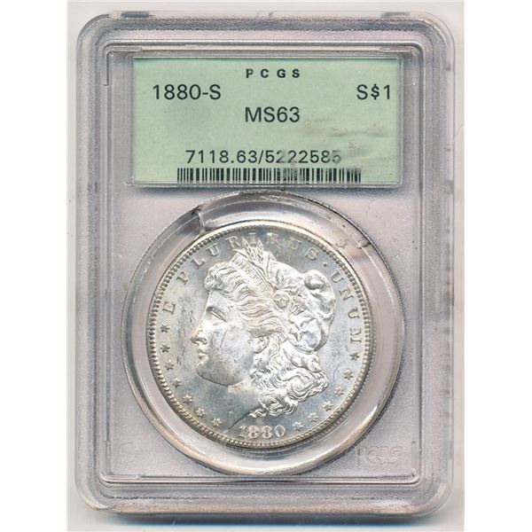 1880-S Morgan Silver Dollar OGH PCGS MS63