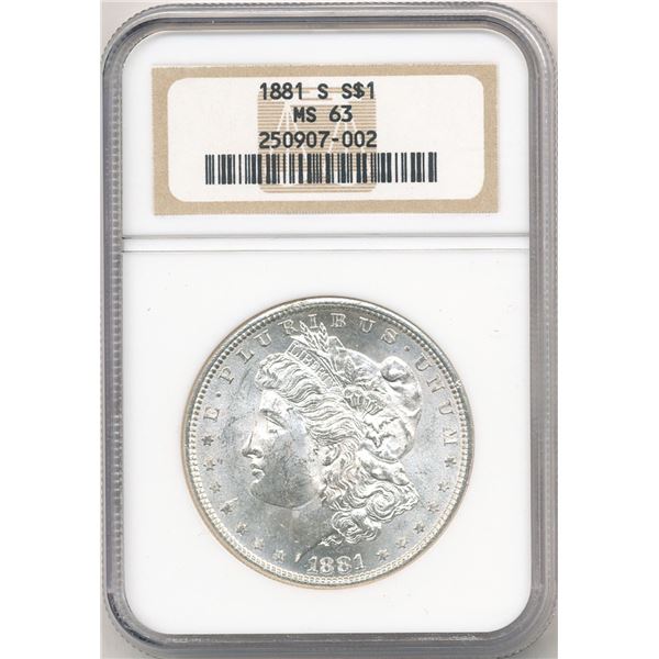 1881-S Morgan Silver Dollar NGC MS63