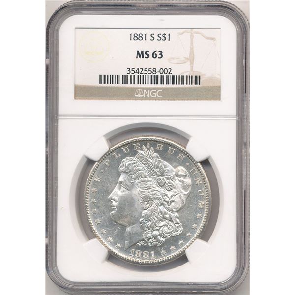 1881-S Morgan Silver Dollar NGC MS63