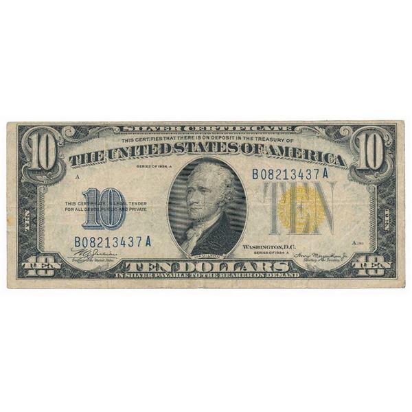 Yellow Seal 1934-A Silver Certificate Fine
