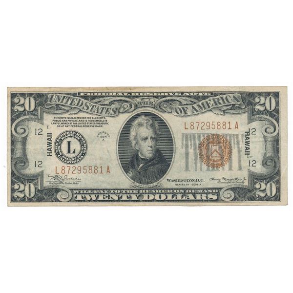 Hawaii Overprint $20 FRN VF