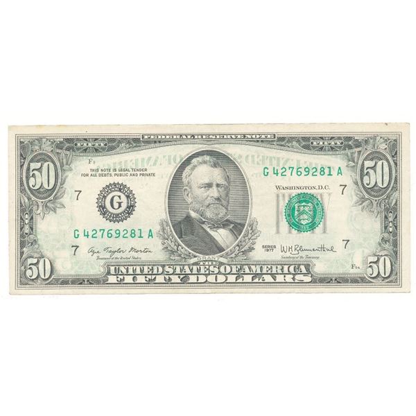 Major Currency Mint Error 1977 $50 Federal Reserve Note