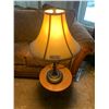 Image 1 : Vintage Wooden Side Table with Ornate Metal Lamp