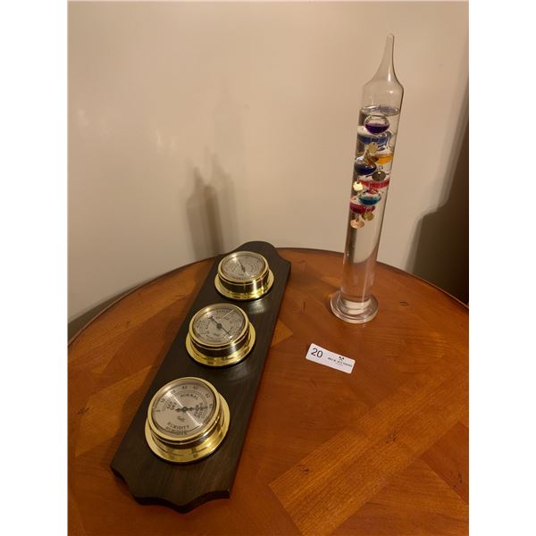 Galilean Thermometer and Weather Station (Barometer, Hygrometer, Thermometer)