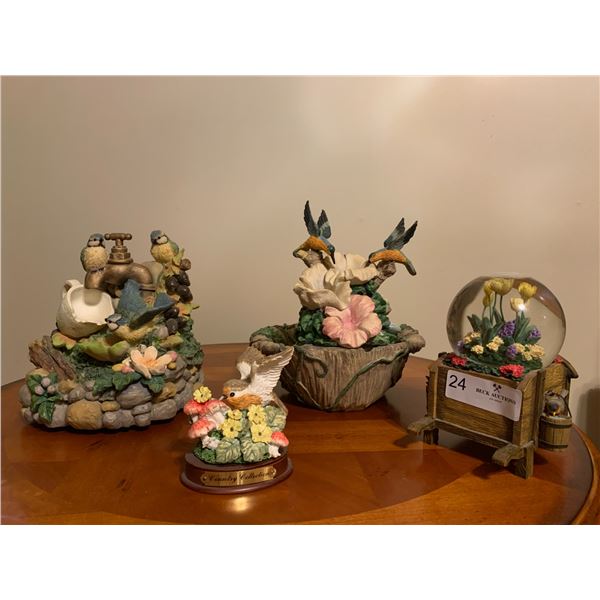 Twinkle Musical Globe, Country Collection, and Other Assorted Bird/Floral Statuettes