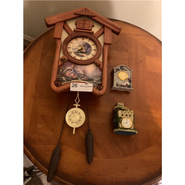 Thomas Kinkade's Timeless Memories Cuckoo Clock and 2 x Small