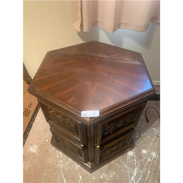 Vintage Hexagonal Wooden Storage Cabinet