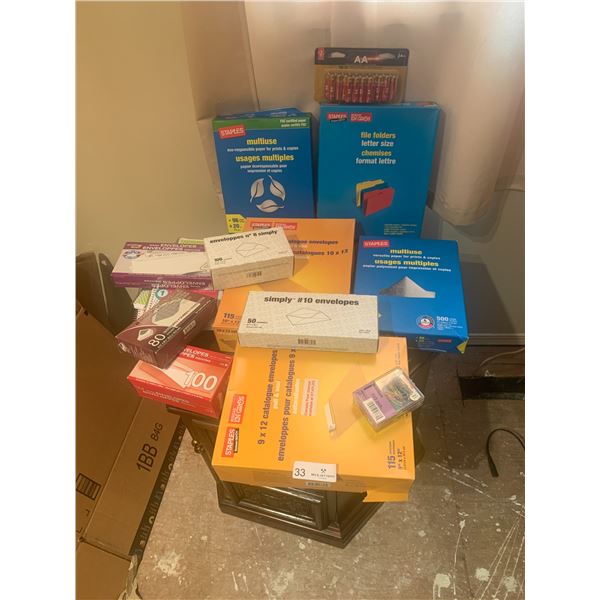 Assorted Stationary/Office Supplies - Printer Paper, Envelopes, File Folders, Batteries, and More!