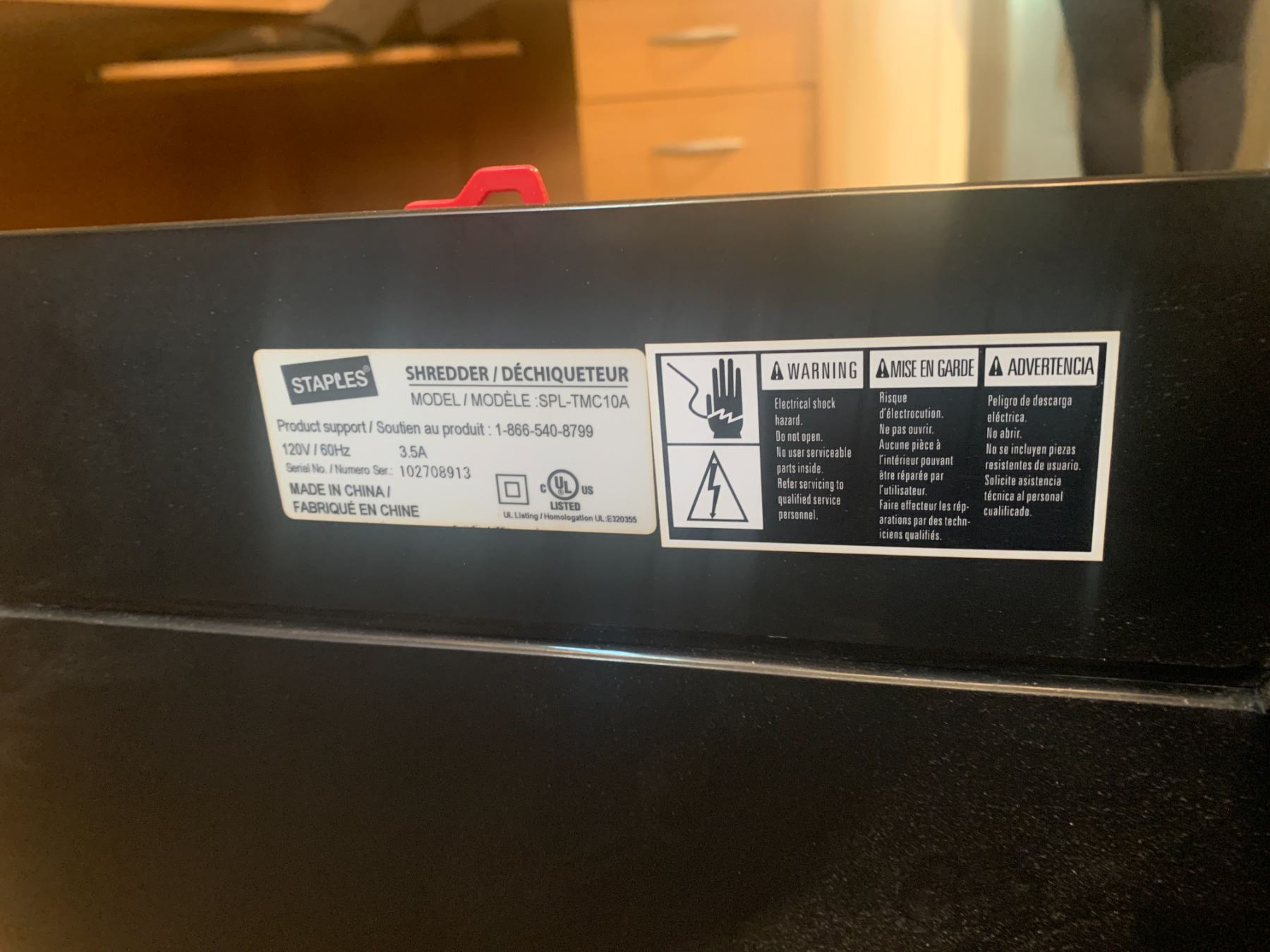 Staples Titanium Cutter Paper Shredder (Model SPL-TMC10A) - Beck