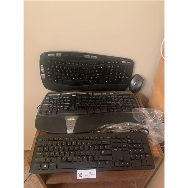 3 x Keyboards (2 Wired, 1 Wireless), and Wireless Logitech Mouse