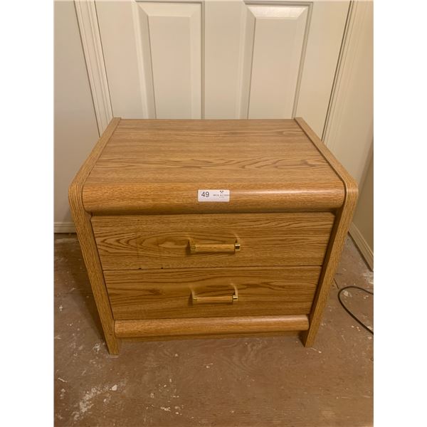 Wooden Night Table with Brass Accents