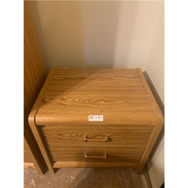 Wooden Night Table with Brass Accents