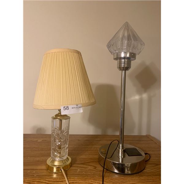 2 x Vintage (Crystal Look) Glass Lamps (Tested - Working)