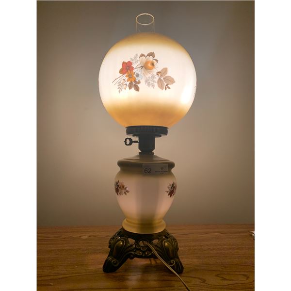 Vintage Hurricane Lamp w/ Spherical Shade (Tested - Working)