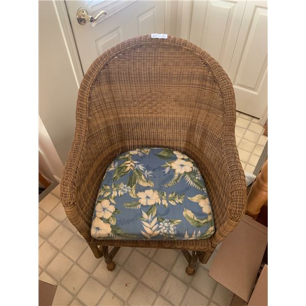 Wicker Gliding Chair with Floral Cushion