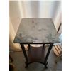 Image 1 : Marble-Top Side Table with Brass Accents