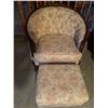 Image 2 : Vintage Floral Parlour Chair w/ Matching Foot Stool