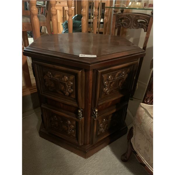 Vintage Hexagonal Wooden Side Table