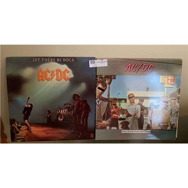 2 x ACDC Vinyl Records - Dirty Deeds Done Dirt Cheap and Let There Be Rock