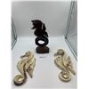 Image 1 : 2 x Seahorse Wall Sconces and Wooden Seahorse Sculpture