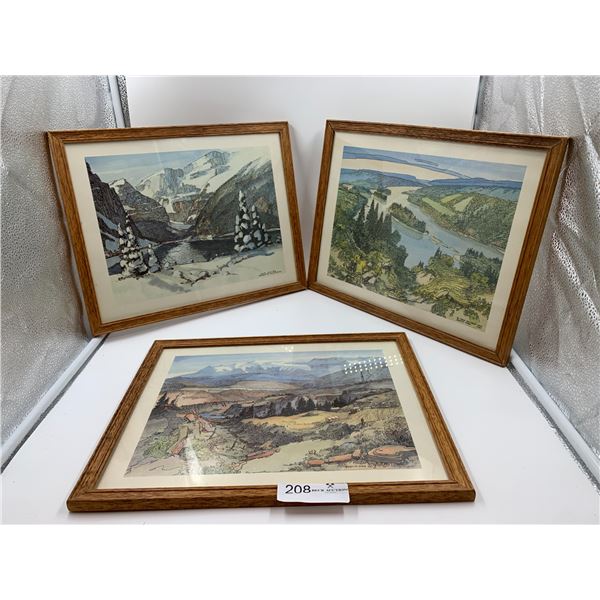 3 x Framed Canadiana Art Prints by Meredith Evans