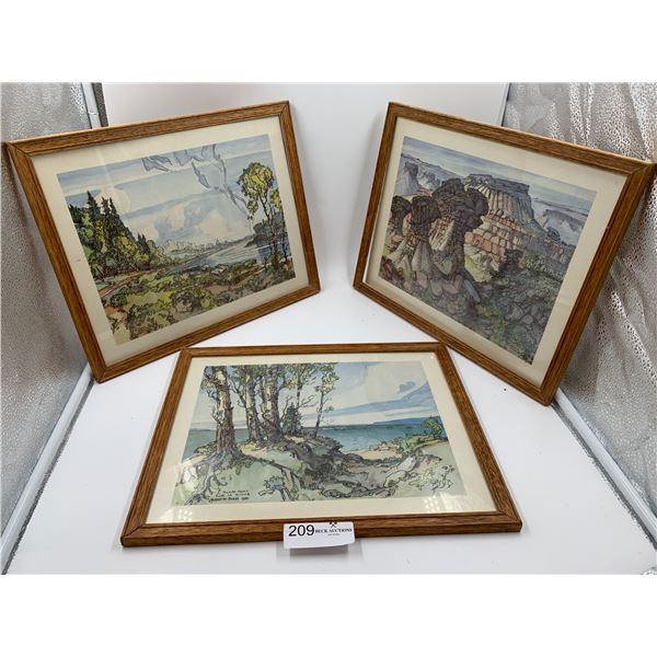 3 x Framed Canadiana Art  Prints by Meredith Evans