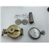 Image 1 : Vintage Pocket Watch, Engineer Compass, Metal Coin Roll, and Klondike Days 1971 $1 Tokens