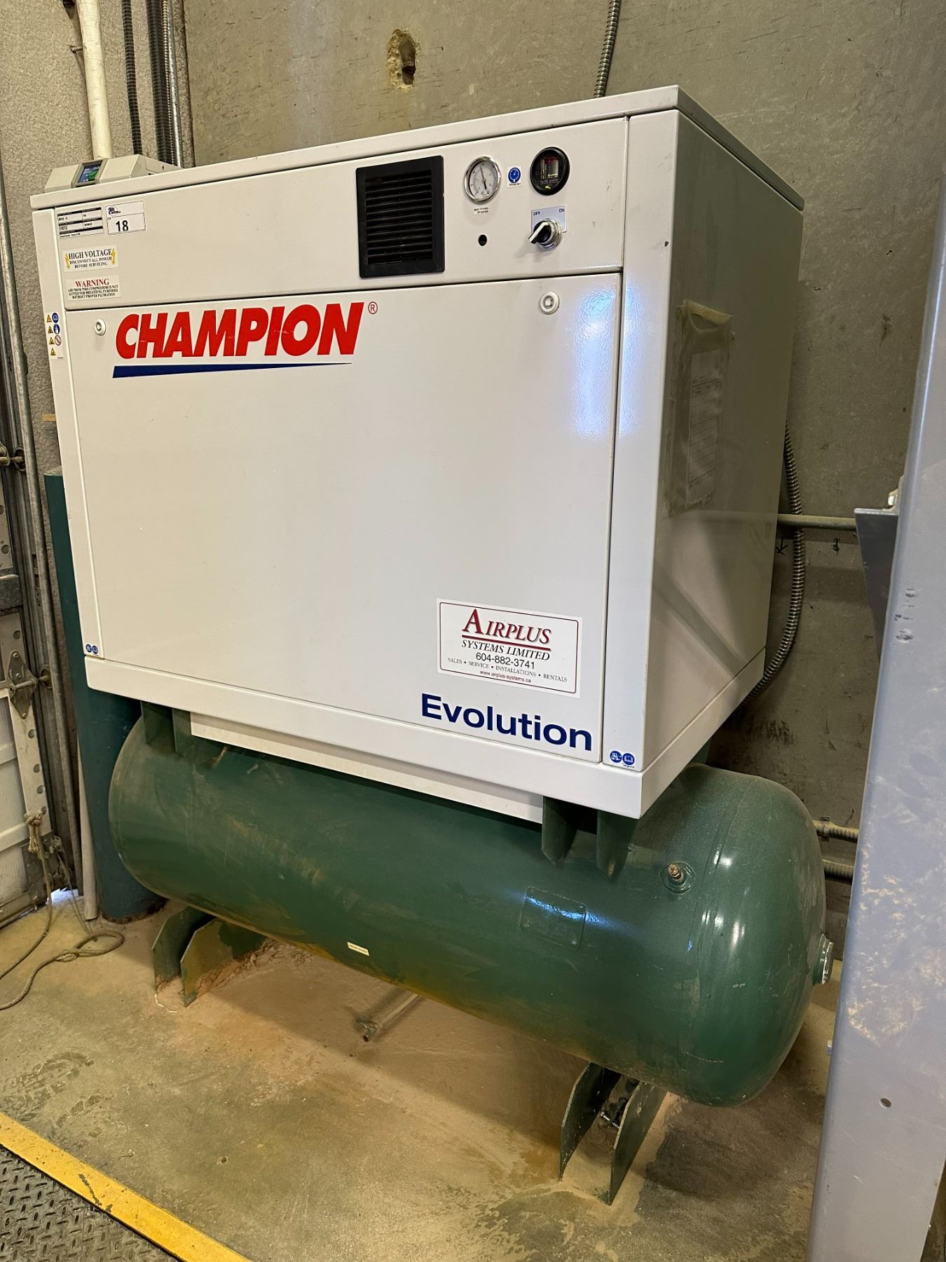 Champion R15 Compressor *CHAMPION EVOLUTION HER15F-12 15HP 208V 3 PHASE INDUSTRIAL HORIZONTAL ...