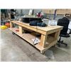 Image 2 : MOBILE WOOD WORK TABLE 97"W X 40"D X 33"H