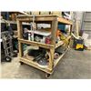 Image 2 : LARGE WOOD MOBILE 3 TIER STORAGE SHELF 8'W X 4'D X 64"H