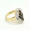 Image 2 : $180 Gold Plated Silver Blue Sapphire White Topaz(1.45ct) Ring