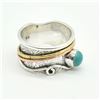 Image 2 : $200 2 Toned Silver Turquoise(0.7ct) Ring