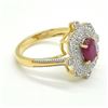 Image 2 : $180 Gold Plated Silver Ruby White Topaz(1.45ct) Ring