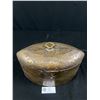 Image 1 : Unique Vintage Engraved Brass Over Wood Box. Approx 10" x 6"