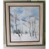 Image 1 : Winter Scene Oil Painting, Signed BH Freeland '84, Framed & Matted 26"x30"