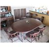 Image 2 : Solid Pine 1960's Oval Dining Table w/ 4 Extension Leaves & Approx. 8 Chairs 72"x46"