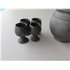 Image 2 : Decanter w/ Stopper & 4 Footed Cups, Signed Oaxaca Mexico 1966, 9" H